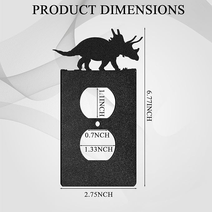 Peryiter 4 Pcs Dinosaur Light Switch Cover Wall Plate Outlet Single Toggle Light Switch Plates Cover for Home Kitchen Bedroom Decor