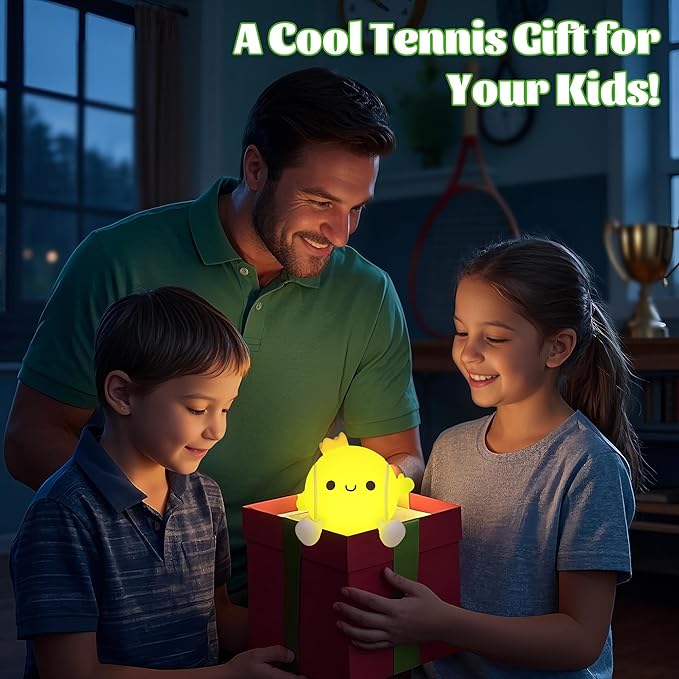 YuanDian Tennis Gifts, Soft Glow Silicone Tennis Ball Night Light - Versatile Sports Decor for Bedrooms & Man Caves - Birthday Christmas Gift for Adults, Teens, and Athletes