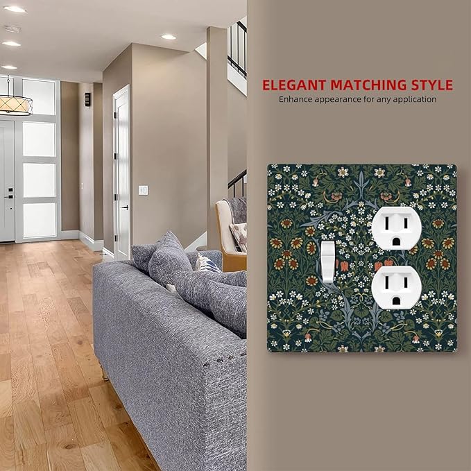 Wallplates Colorful Floral Boho Flower Plant Leaf 1 Toggle 1 Duplex Switch Plate Electrical Gfci Faceplate Decorative Light Switch Covers For Bed Room Living Room Decor