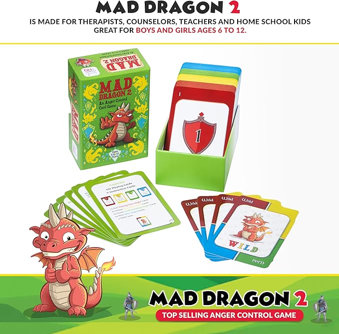 Mad Dragon 2: Anger Control Card Game for Kids — A Fun, Therapist-Friendly Social Emotional Learning Activity That Teaches Emotional Regulation Through Play