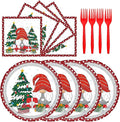 72Pcs Christmas Gnomes Plates and Napkins, Xmas Tree Paper Plates Santa Claus Party Supplies Disposable, Merry Christmas Themed Dessert Tableware Set for Xmas Holiday Winter Party Table Decorations
