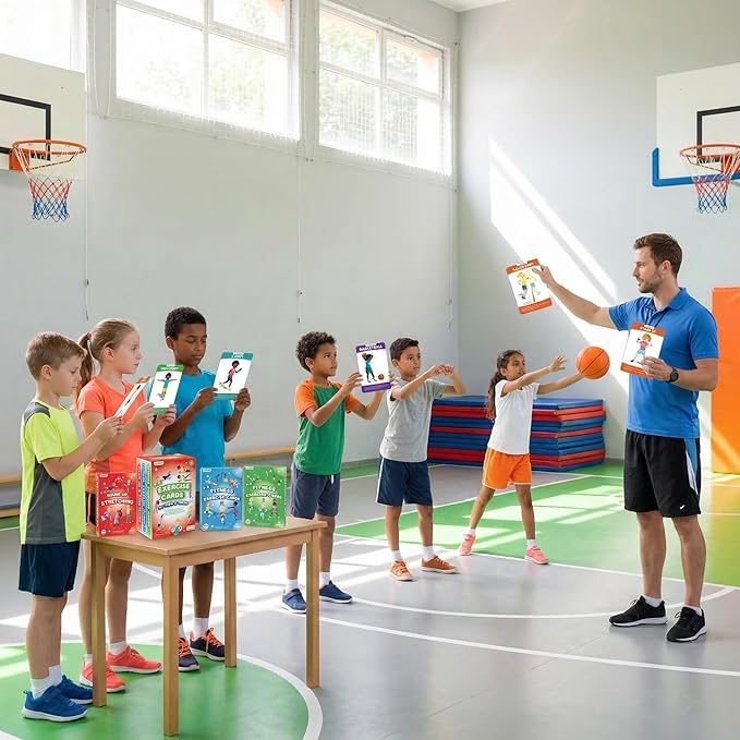 Kids Exercise Cards - 113 Fun PE Flash Cards for Kids & Teens, Workout Activities for Beginners at School and Family, Mindful Sensory Play Activities, Self Regulation Classroom Therapy, Brain Breaks