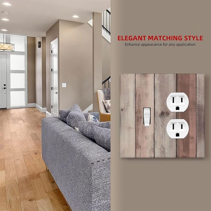 Wallplates Vintage Natural Wood Rustic Cinnamon 1 Toggle 1 Duplex Switch Plate Electrical Gfci Faceplate Decorative Light Switch Covers For Farmhouse Cabin Decor