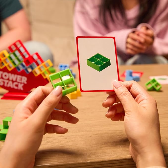 Tower Stack By Relatable, Exciting Tower Game for Kids & Adults Family Game Night, Fun Stacking and Building Toys, Includes 36 Cards, 24 Blocks, 1 Tower Body, 1 Tower Stand, and Instructions