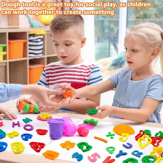 Dough Tool Set with Dough Alphabet Cutters,Numbers Cutters,Mathematical Symbols,Great Dough Tools for Learning Letters and Numbers