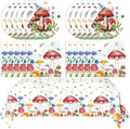 41Pcs Mushroom Birthday Decorations Enchanted Forest Party Tableware Set Wonderland Wildflower Mushroom Paper Plates Napkins Tablecloth丨Baby Shower Fairy Tale Party Cottagecore Party Decor,Serve 20