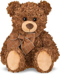 Bearington Lil' Reggie Dark Brown Teddy Bear Stuffed Animal - 12" Plush Brown Poseable Stuffed Bear with Soft Fur, Satin Bow, and Vintage Bears Design - Classic Cuddly Gift for Kids and Adults