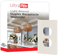 UltraPro Screwless Duplex Receptacle Wallplate, 1-Gang, Modern Snap-On Cover, Child-Safe, Durable Polycarbonate, Easy DIY Installation, Light Almond, 85752