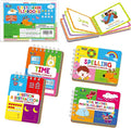 4 First Grade Learning Flipbooks, Double-Sided Mini Book Set - Spelling, Addition, Subtraction, Time, Week, Weather, Month, Holiday & Season Learning, Early Educational Tool for Kids