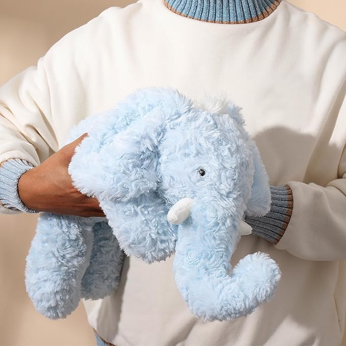 Soft Weighted Elephant Stuffed Animal 20.5" 2Lbs, Sturdy and Fluffy Blue Elephant Plush Toy for Kids Adults, Cute Plushy Hugging Toy for Kids (20.5"x7.9"x5.9")