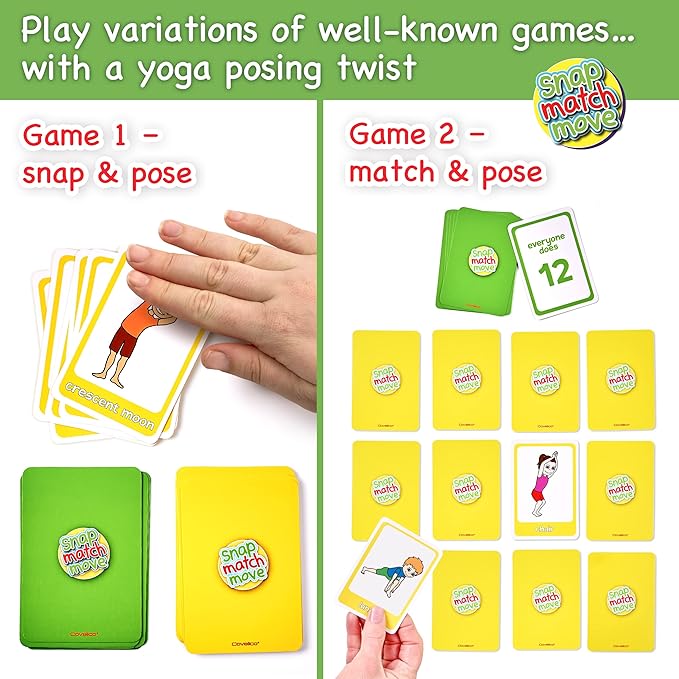 Yoga Cards for Kids - Calm Kids Exercise Equipment and Relaxing Exercise Cards, Play Yoga Pretzels Games of Mindful Memory Cards, Matching & Go Fish. Includes Game Instructions