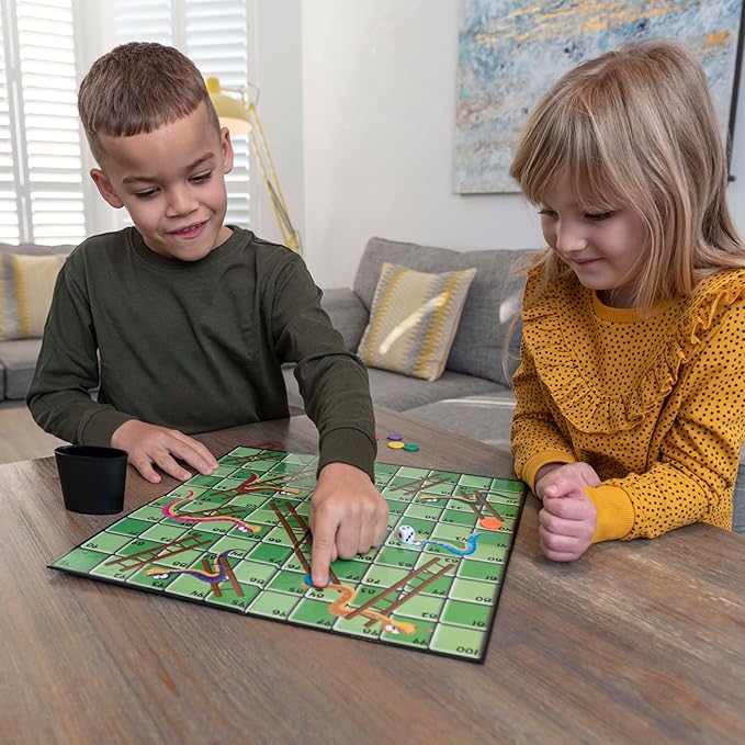 HTI Toys Traditional Games Snakes & Ladders Family Board Game Set