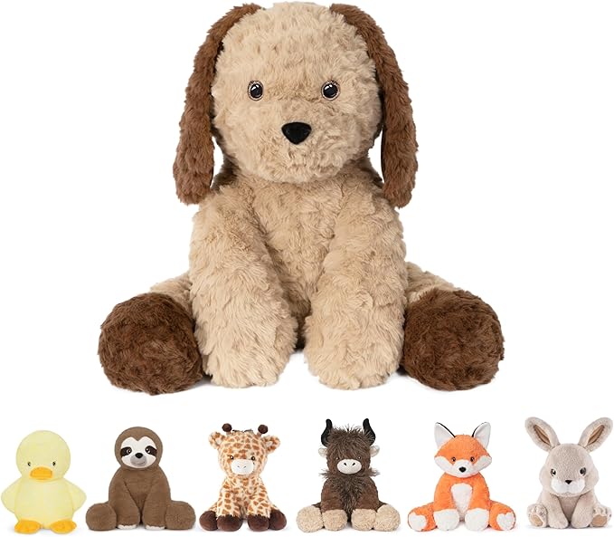 Niuniu Daddy 14" | 3.5 Pound Dog Weighted Stuffed Animal, Heavy Doggy Pillowfort Plush Toys for Kids Adults, Weighted Beads for Puppy Stuffed Animals Body Pillow for Gift Birthday Holiday Christmas