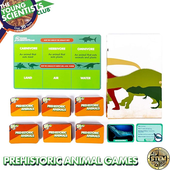 The Young Scientist Prehistoric Animal Card Games for Age 5 and Up: Matching, Bingo, Memory, Trivia - Hands-On Educational STEM
