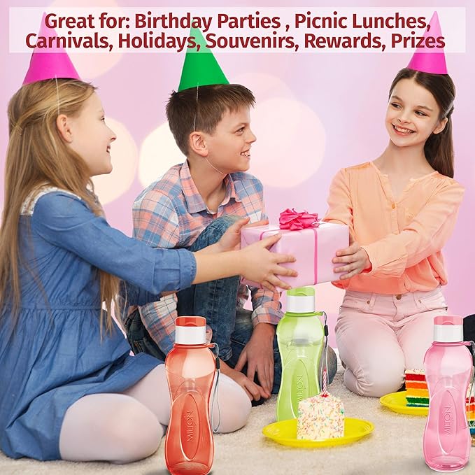 MILTON Sports Water Bottle Kids Reusable Leak-proof 25 oz 56 Set Plastic Wide Mouth Large Big Drink Bottle BPA & Leak Free With Handle Strap Carrier For Cycling Camping Hiking Gym Yoga