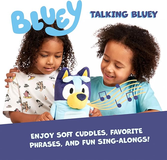 Bluey Sound Effects Talking Stuffed Plush, 13” Soft Musical Toys for Toddlers, Interactive Stuffed Animal with 9 Different Phrases, Musical Toys for Kids