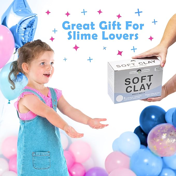 Original Stationery Soft Clay for Slime Making - Moldable Modeling Clay for Kids, Blend with Glue & Shaving Foam for Butter Slime, 1.3 Lbs/600g - Fun Birthday Gift - Mix-in Supplies