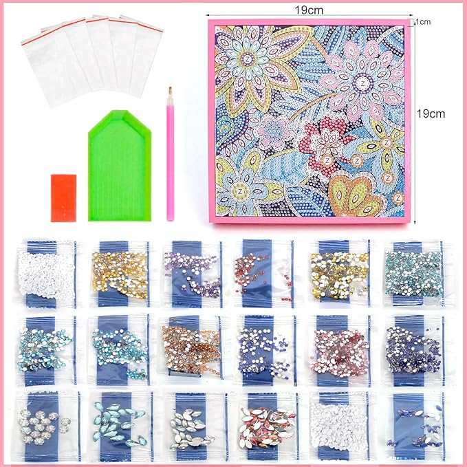 ZUYUSUT Flower Diamond Art Painting Kits for Kids with Wooden Frame Girls Art Crafts Rhinestone Gem by Number Kits Birthday