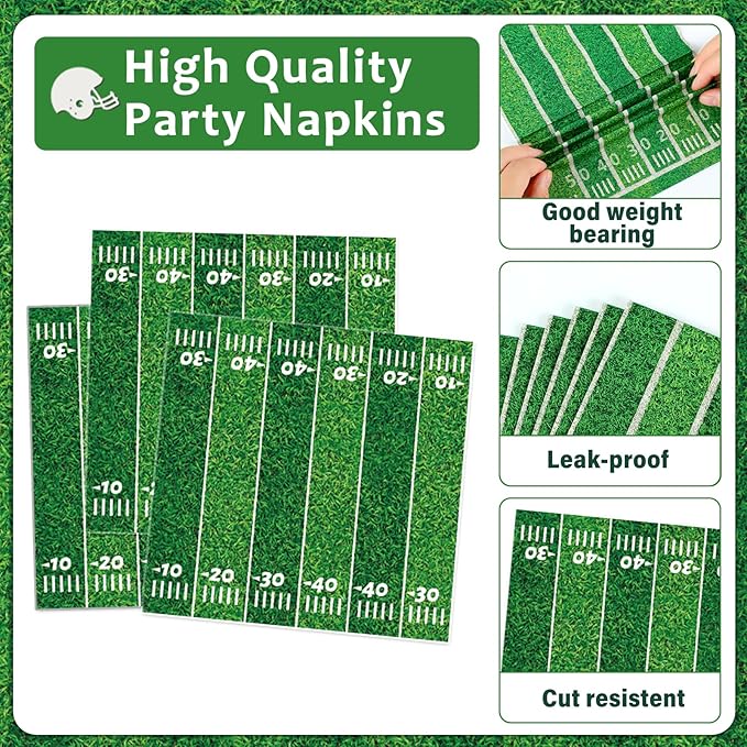 100 Pcs Football Party Supplies Set Football Birthday Plates and Napkins Sports Party Tableware Packs Decorations Sports Disposable Paper Plates Napkins Forks Serve 25