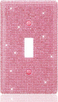 Pink Light Switch Cover, Pink Glitter Switch Cover Plate Decorative Cute Outlet Covers with Rhinestones, Funky Bling Princess Style Outlet & Room Wall Decor (Fits Single Switch)