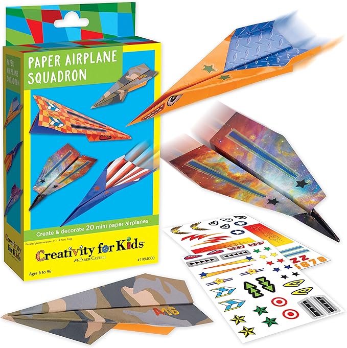 Creativity for Kids Paper Airplane Squadron - Create 20 Paper Airplanes, Mini Craft Kit for Boys, Great Spring Crafts and Gift for Boys, Kids Activities (Ages 6+)
