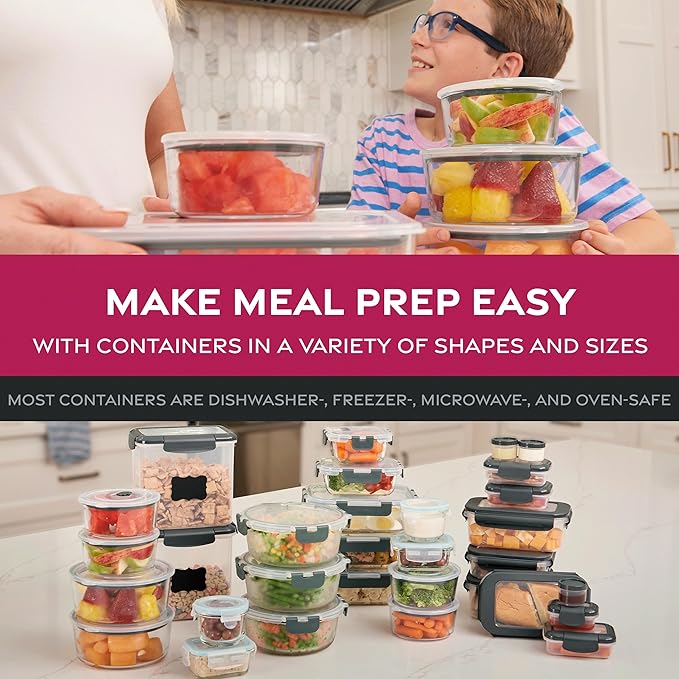 FineDine Small Glass Meal Prep Food Storage Container - Airtight, Leakproof, Microwave & Dishwasher Safe - Perfect for Snacks, Dips, 6 Count - Teal