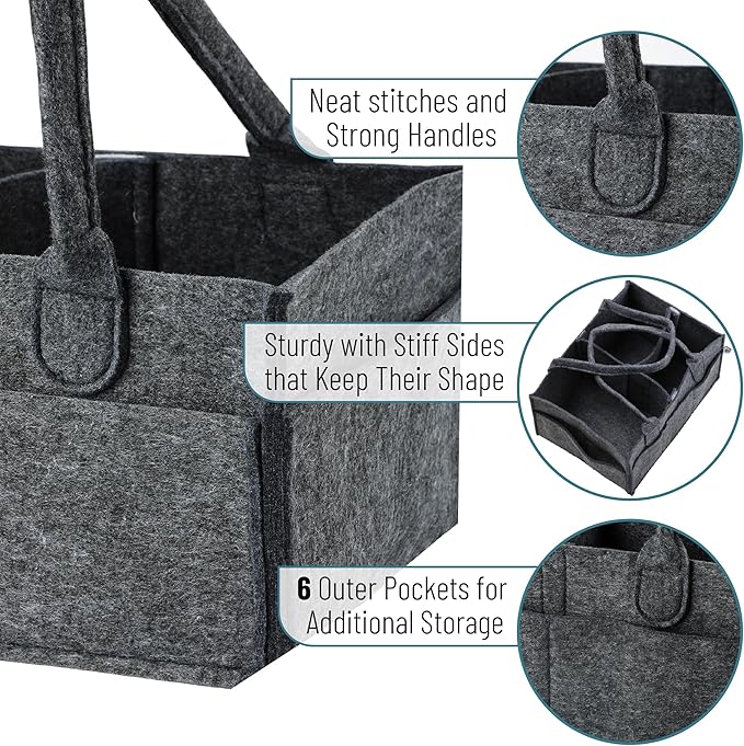 Mr. Pen- Baby Diaper Caddy Organizer, Charcoal Gray, Nursery Storage Bin and Car Organizer for Diapers and Baby Wipes