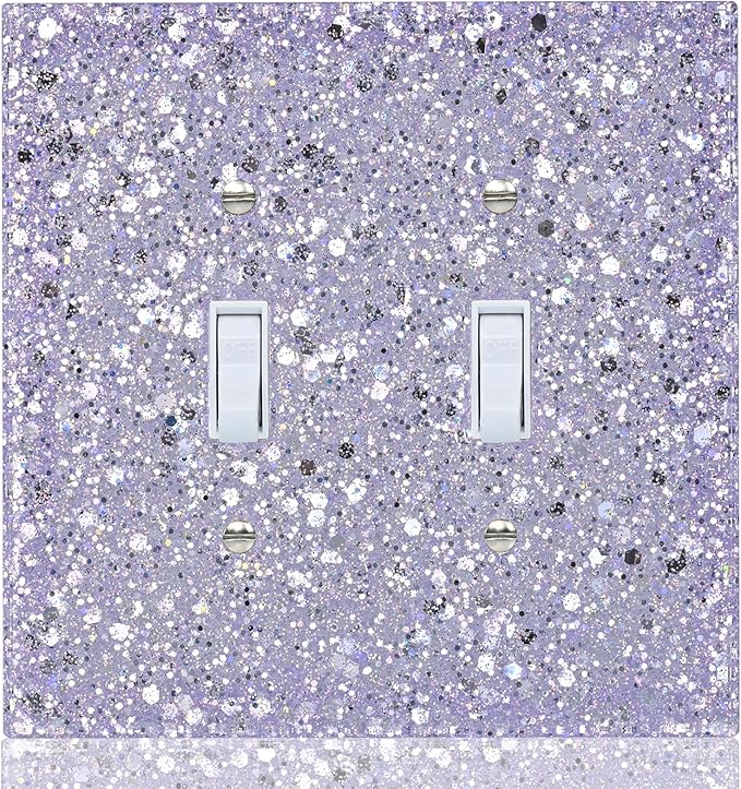 Light Switch Cover Plate - Shiny Purple Glossy Finish (2-Gang,5.1" x 5.1") - Sparkle Double Toggle Wall Plate