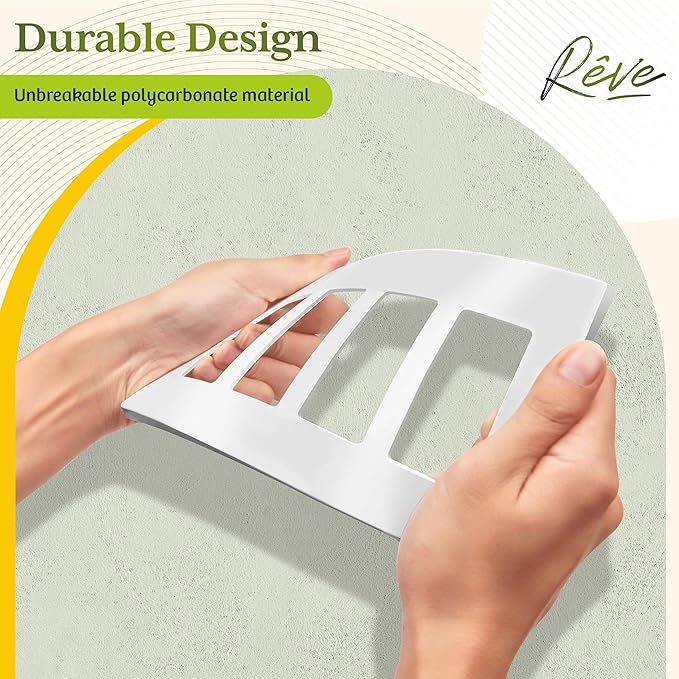 TG Screwless Decorator Wall Plates Child Safe Outlet Covers, Size 4-Gang 4.50" H x 8.10" L, Unbreakable Polycarbonate Thermoplastic, UL Listed, Glossy, White (2 Pack)