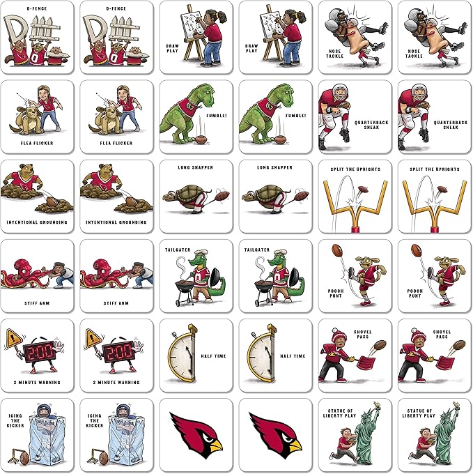 YouTheFan NFL Officially-Licensed Memory Match Game - Humorous, Team-Specific, Original Hand-Drawn Artwork, Fun for The Whole Family, for Fans Young and Old