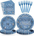 96Pcs Denim and Pearls Party Supplies Denim and Pearls Plates and Napkins Jeans Pearl Tableware Set for Woman Girl Birthday Bridal Shower Wedding Engagement Celebration Party Serves 24