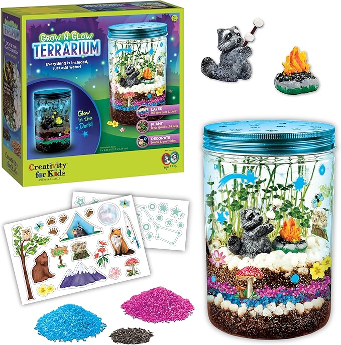 Creativity for Kids Grow 'N Glow Terrarium Kit - Educational Science Kits| Spring Crafts for Kids Gifts for Boys and Girls | Craft and STEM Projects (Ages 6+)