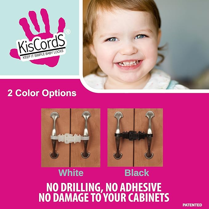 Baby Safety Cabinet Locks for Handles Child Safety Cabinet Latches for Home Safety Strap for Baby Proofing Cabinets Kitchen Door RV No Drill No Screw No Adhesive /4 Pack (White)