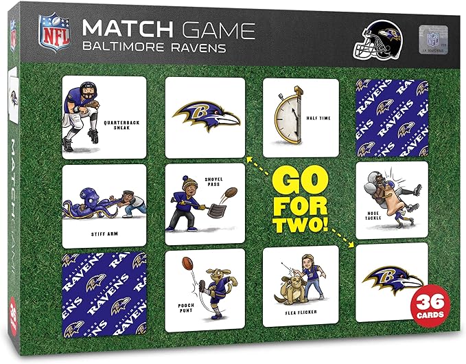 YouTheFan NFL Officially-Licensed Memory Match Game - Humorous, Team-Specific, Original Hand-Drawn Artwork, Fun for The Whole Family, for Fans Young and Old