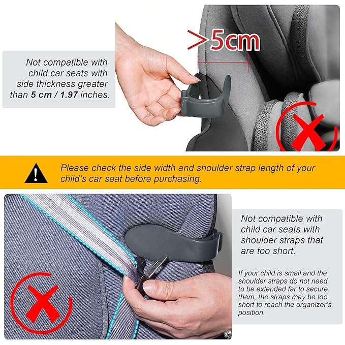 Car Seat Strap Organizer Clip – Keep Harness Straps Neat & Easily Accessible – Prevents Twisting & Tangling – Universal Fit for Infant, Toddler, and Booster Seats – Quick Installation (Grey)