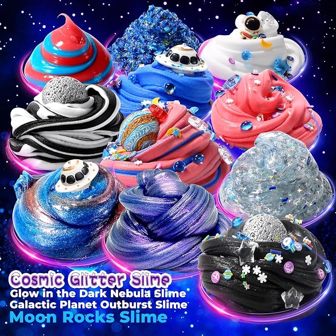 Large Slime Kit, Sparkling,Multi-Color Sensory Putty for Kids Glimmer, Crunchy, Foam, Jelly Cubes Slime, Creative and Endless Fun, Stress Relief Therapy Toys, Party Favors for Kids, for Girl Boys