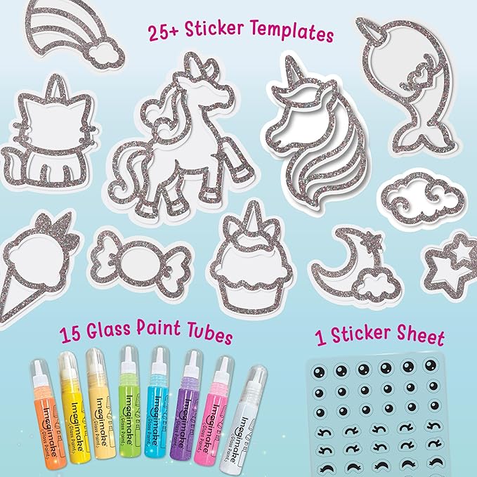 Imagimake DIY Jelly Stickers - Unicorn | 25+ Sticker Templates, Glass Paint | Art Kit for Kids Ages 3-7 | Craft Kits for Toddlers | Kids Activities | Unicorn Gifts for Girls Age 3,4,5,6,7 Years Old