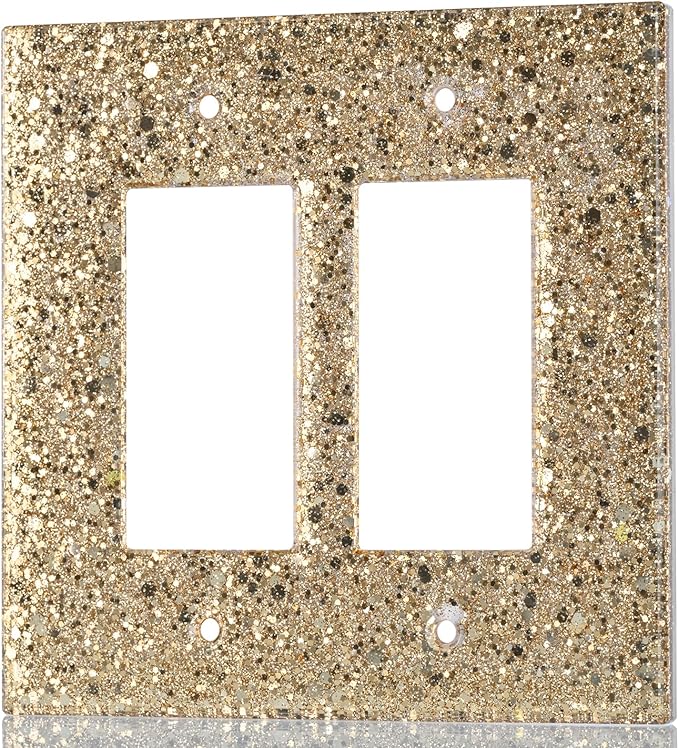 2-Gang Light Switch Cover Plate - Shiny Gold Mirror Finish,5.1"x5.1",Sparkling Design for Outlet or Double Rocker Switch