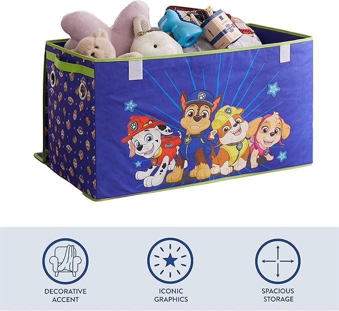 Nickelodeon Paw Patrol Chase, Marshall and Skye Collapsible Children’s Storage Trunk, Durable with Lid