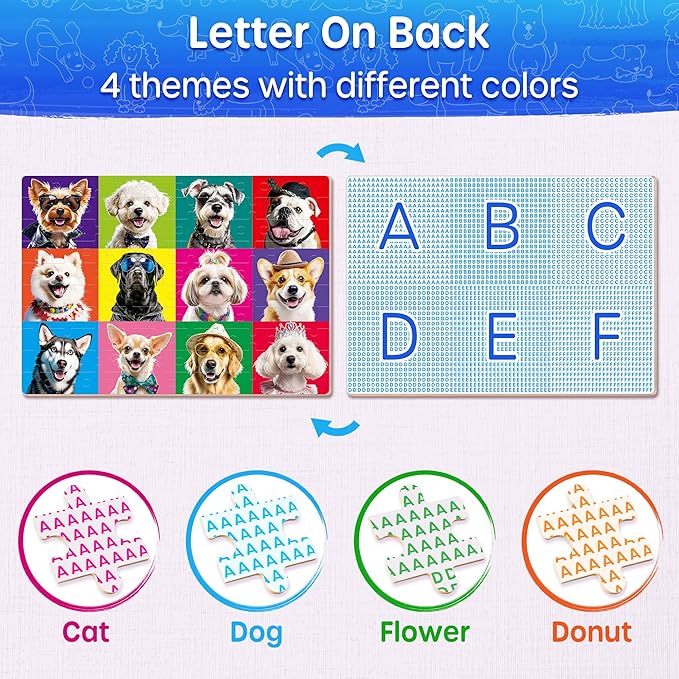 SYNARRY 100 Piece Puzzles for Kids Ages 4-6 6-8, Wooden 100 Piece Puzzle, 4 5 6 7 8 Year Old Puzzles for Kids Ages 4-8, Cat Dog Flower Donut Jigsaw Puzzle Easter Gifts for 3+ Years Old Boys Girls