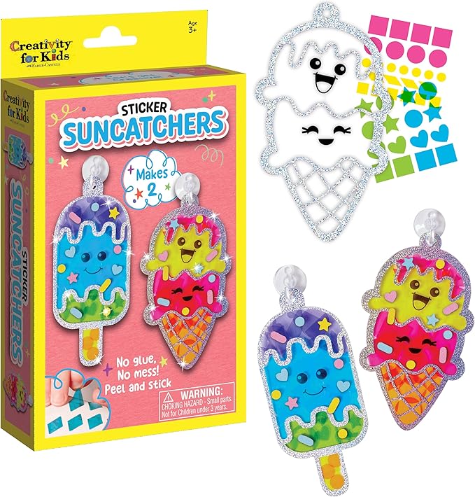 Creativity for Kids Sticker Sun Catchers Mini Craft Kit: Create 2 Suncatchers - Toddler Spring Crafts and Gifts, Arts & Crafts for Kids, Window Art for Kids (Ages 3+)