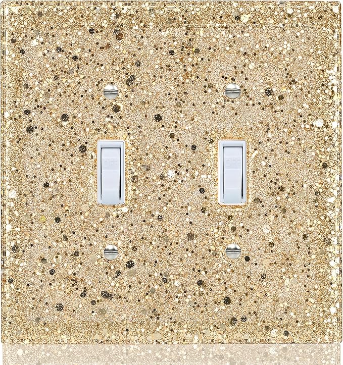 Light Switch Cover Plate - Shiny Gold Mirror Finish (2-Gang,5.1" x 5.1") - Sparkle Double Toggle Wall Plate