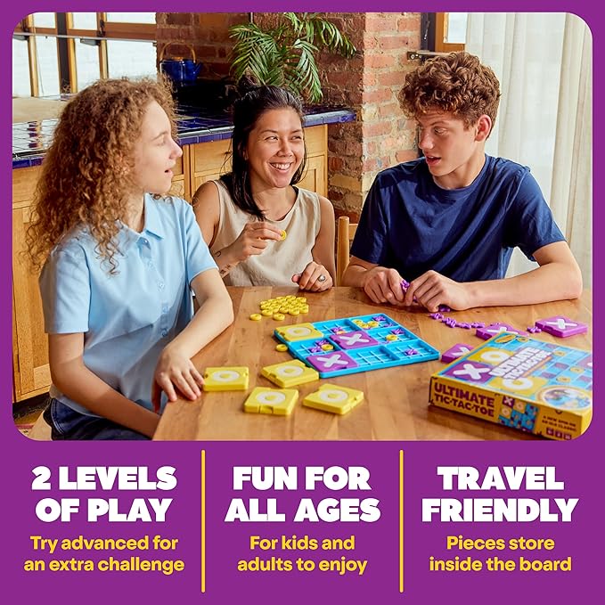 Ultimate Tic Tac Toe™ By Relatable, Exciting Board Games for Family Gatherings, Great Games for Kids, Includes 1 Board, 41 Mini X's, 40 Mini O's, 5 Large X's, 5 Large O's