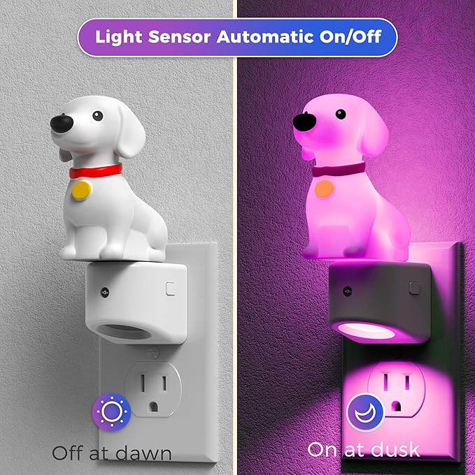 L LOHAS LED Night Light for Kids,3D Cute Puppy Night Lights,Dachshund with Dusk to Dawn Sensor, RGB+Soft White 3000K,Dog Night Light,Birthday Gift Nightlight for Kids, Room Decor