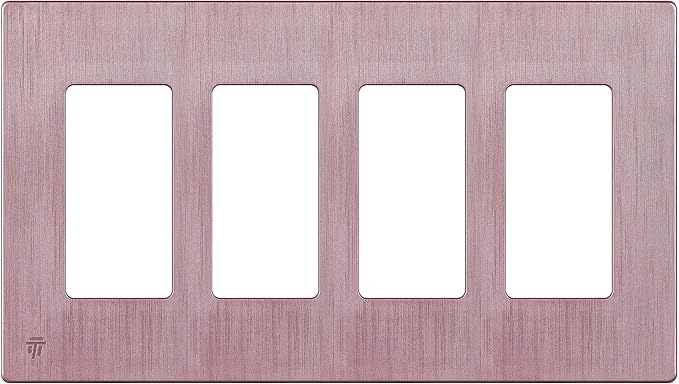 ENERLITES Elite Series Screwless Decorator Wall Plate Child Safe Outlet Cover, Gloss Finish, Size 4-Gang 4.68" H x 8.30" L, Unbreakable Polycarbonate Thermoplastic, SI8834-BRG, Brushed Rose Gold
