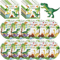 40 Pcs Dinosaur Plates and Napkins Sets - Happy Birthday Dino Party Supplies Tableware, Watercolor Disposable Paper Plates Napkins Kit for Dinosaur Birthday Party Decorations Table Decor, Serves 20