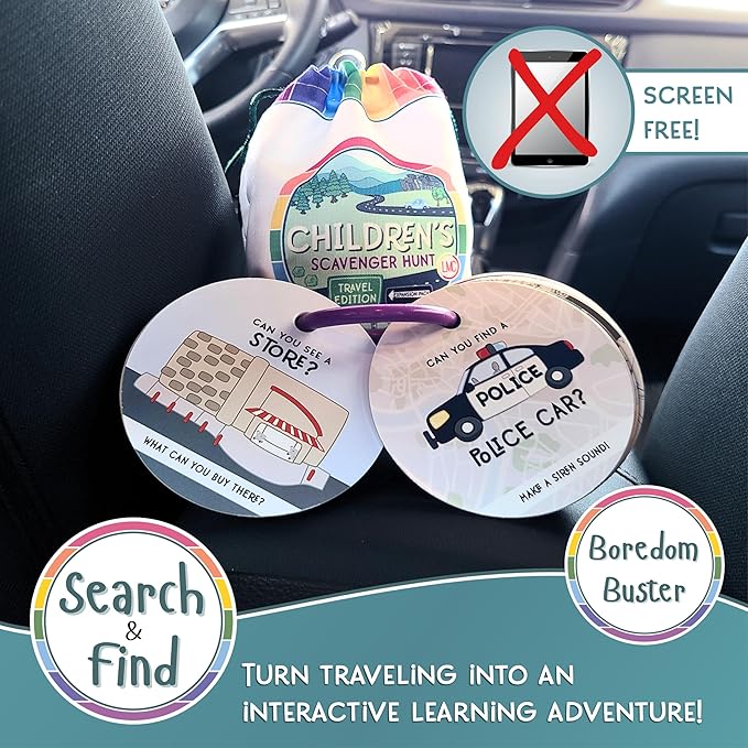Children's Scavenger Hunt | Toddler Activities | Games for 2, 3 Year Old's & Up | Kids Educational Scavenger Hunt Cards (Travel Edition - Expanded Version)