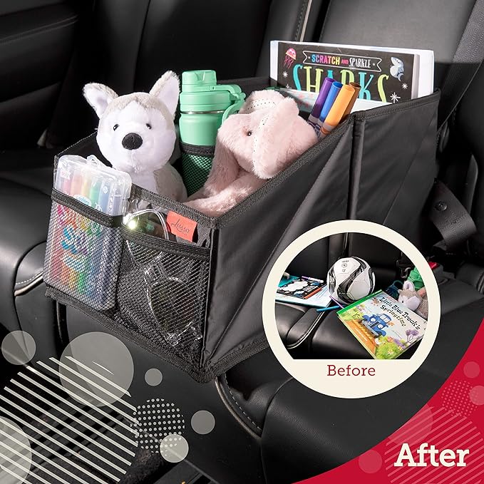 Lusso Gear Car Seat Organizer for Front or Backseat - Great for Adults & Kids, Features 9 Storage Compartments for Toys, Magazines, Tissues, Maps, Books, Documents, Games & More (Planets)
