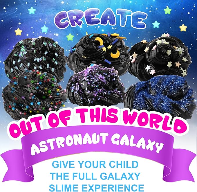 Astronaut Galaxy Slime for Kids, Big Slime Bucket with Clay, Glow in The Dark Slimes Kit for Girls and Boys Ages 8-12, Slimes Party Favors for Birthday Easter, Sensory DIY Toys