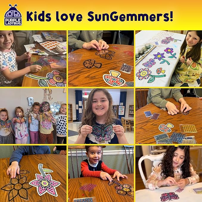 SunGemmers Suncatcher Gem Art for Kids, Summer Toys for Kids Ages 4-8, Great 6 Year Old Girl Gifts, Birthday Gift for Girls 5 6 7 8 9 10, Arts and Crafts for Kids Ages 6-8, Window Diamond Art Kit